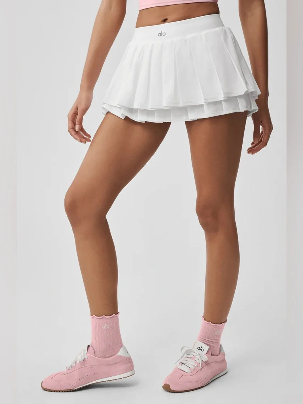Alo Double Or Nothing Tennis Skirt White Size Small NWT
